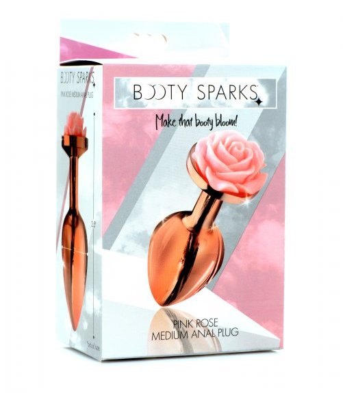 Enjoy this gorgeous rose-gold anal plug topped with a delica... Booty Sparks - Gold Anal Plug M - Pink photo-8