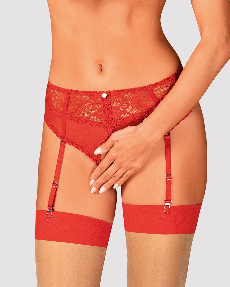 Do you want to make your hot evening even more spicy? Turn u... Obsessive - Dagmarie Garter Panties - Red - M/L photo-3
