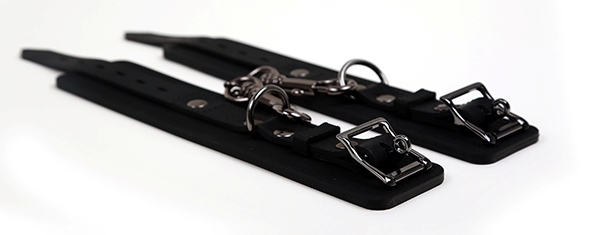 Heavy duty silicone cuffs with polished gunmetal clips. Thes... Pornhub - Silicone Handcuffs - Black photo-6