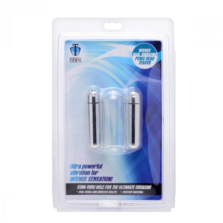 This clear sheath allows you to watch your penis head thrum!... Trinity Vibes - Intense Dual Vibrating Penis Head Teaser - Clear photo-5