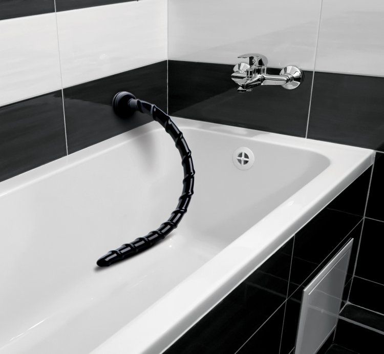 Long and thin for deep, slithering stimulation! This firm, b... Hosed - 1″ Swirl Hose - 18″ Long - Black photo-4