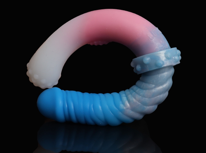 The simulated glans combined with the convex glans, the doub... FAAK - Convex Glans Double Dildo - Macaron photo-7