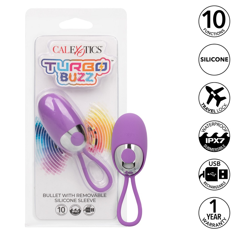 Elevate your sensual journey with the Turbo Buzz Bullet with... CEN - Turbo Buzz Vibro Bullet w Sleeve - Purple photo-9