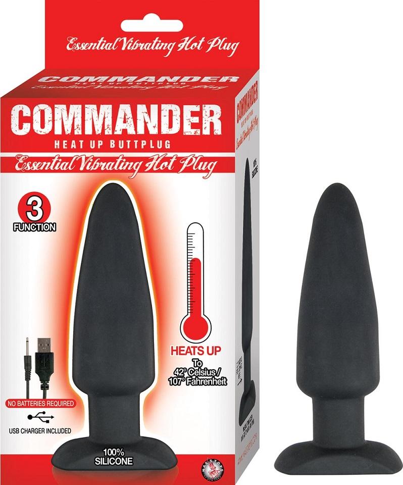 Heats up to 42° Celsius / 107° Fahrenheit with power button ... Nasstoys - Essential Heating Vibro Plug - Black photo-2