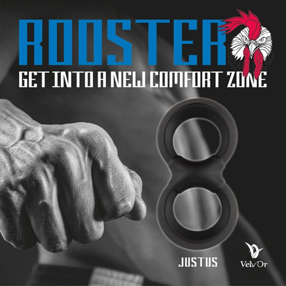 ROOSTER JUSTUS is a playful multifunctional, soft silicone, ... Velv'Or - Rooster Justus Ring - Black photo-3