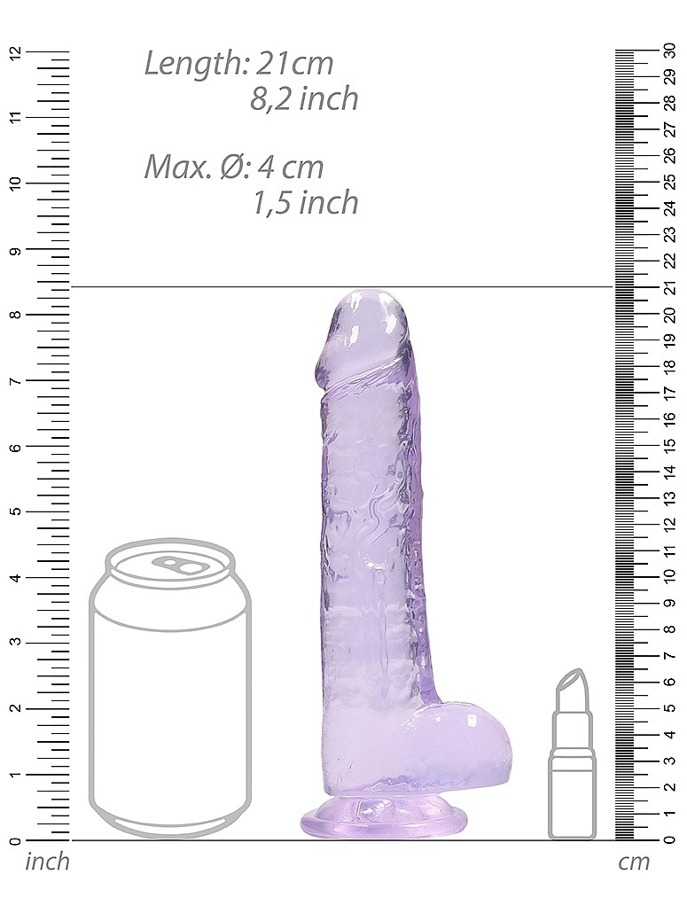 This REALROCK CRYSTAL CLEAR model has been designed with rea... RealRock - 8" Realistic Dildo w Balls - Purple photo-7