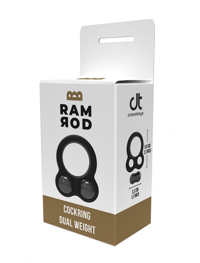This Ramrod penis ring features an extension that holds up t... Dreamtoys - Ramrod Dual Weight Cock Ring - Black photo-6