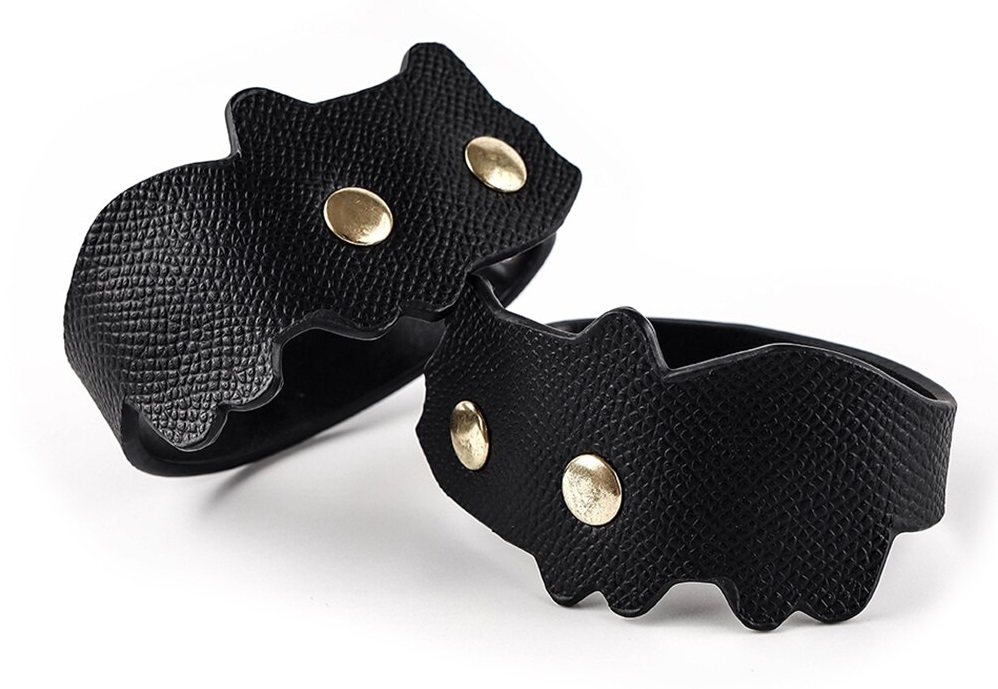 Black Cat Handcuffs Real Leather MT - Cat Leather Handcuffs - Black photo-4