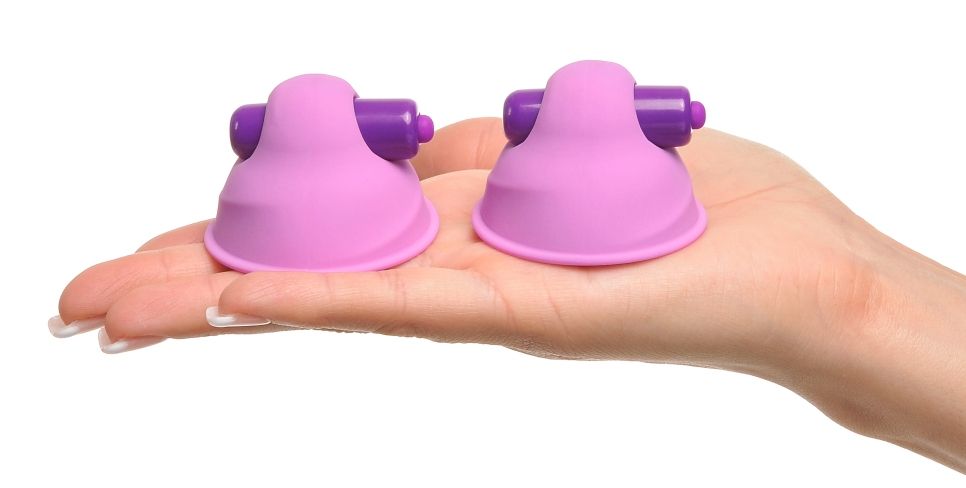 She cupped her breast and placed the Vibrating Nipple Suck-H... Fetish Fantasy - Vibrating Nipple Suck-Hers - Purple photo-3