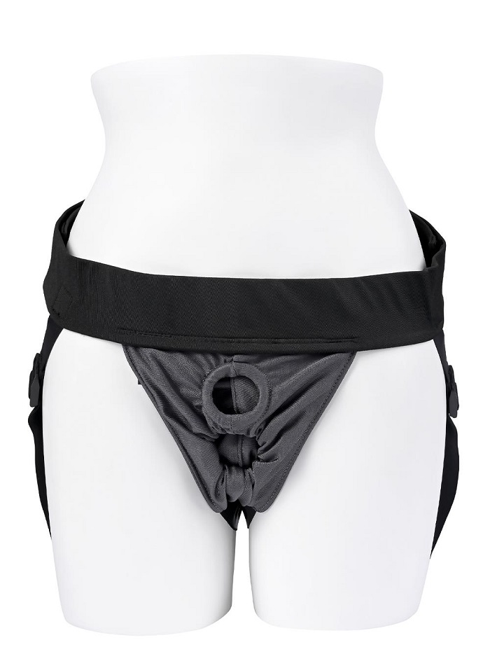 This comfy harness offers two secure spaces for toys to doub... Gender X - Double Rider Strap-On Harness - Black photo-4