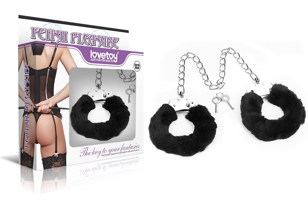 Secure your lovers wrists together or attach them to the bed... Lovetoy - Fluffy Leg Cuffs - Black photo-7