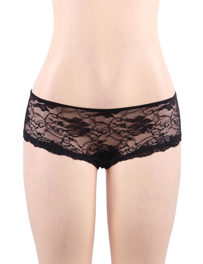One of the most notable features of P5179 is the lace fabric... Ohyeah - Open Floral Lace Panty - Black - 3XL photo-5
