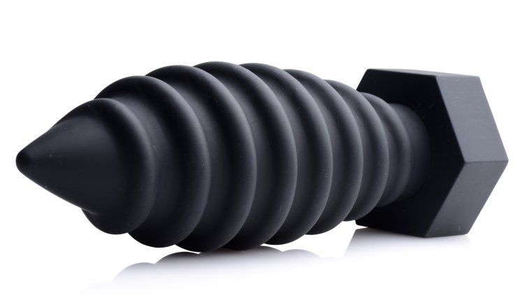 Plug up your ass with this enormous and unique plug! Press t... TOF - Screw U Anal Plug - Black photo-4