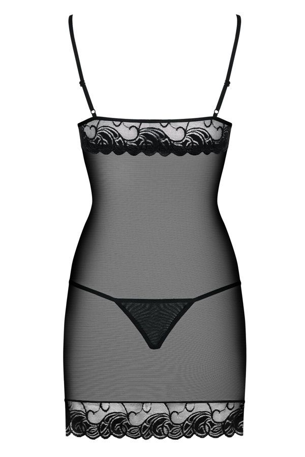 Just put on this wonderful chemise and let it uncover your p... Obsessive - Wonderia Chemise & Thong - Black - L/XL photo-8