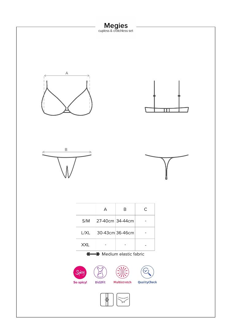 Extremely spicy and feminine set! You want to show him more?... Obsessive - Megies 2 pcs Set - Black - L/XL photo-9
