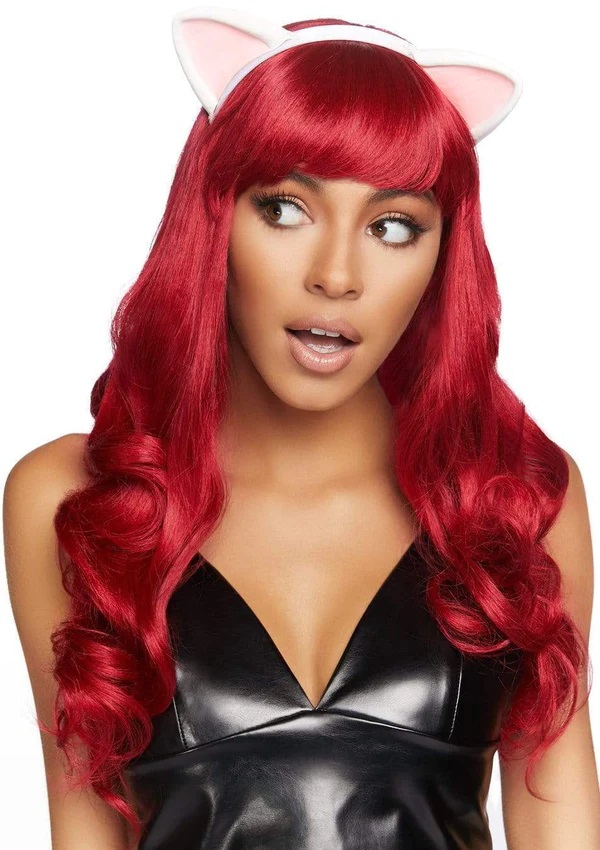 Add a flirty feline flair to any look with the Leg Avenue La... Leg Avenue - Latex Kitty Ear Headband - White photo-2