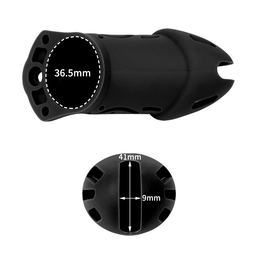 Cage high: 70mm &nb... FAAK - Silicone Chastity Cage 113 - Black photo-5
