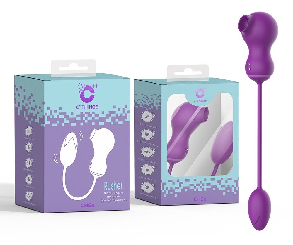 7 Suction Patterns, 7 Vibration Patterns, IPX6, Magnetic US... Chisa - Rusher Clitoral Vibrator - Purple photo-5