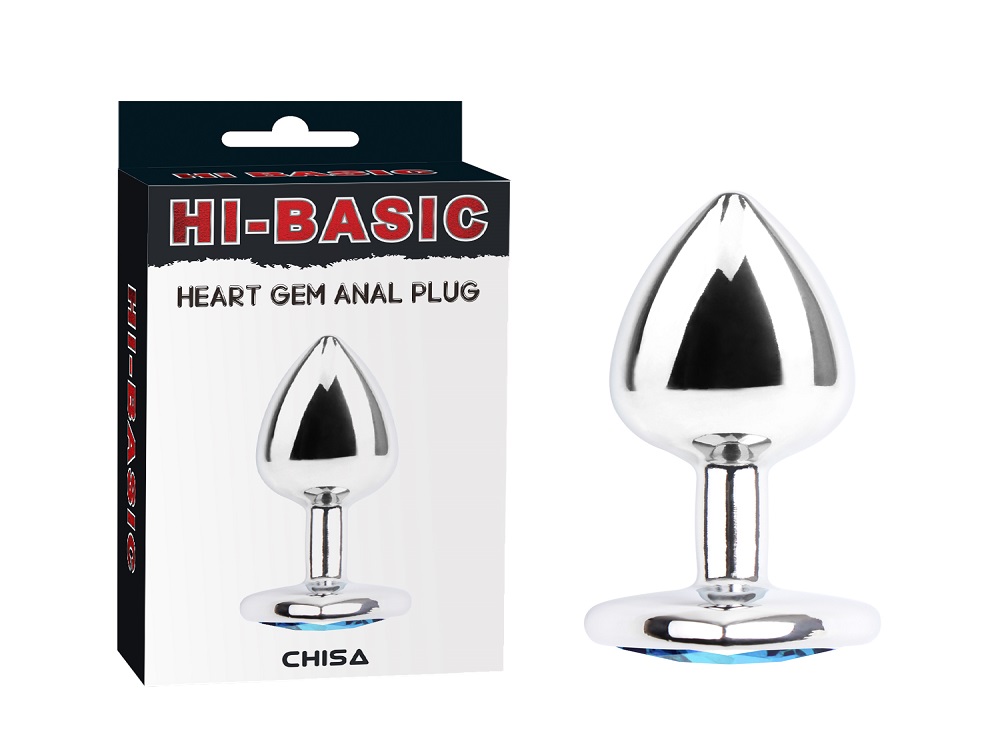 Metal plug for anal play and training. Tapered easy entry ti... Chisa - Heart Gem Metal Plug - Silver photo-2