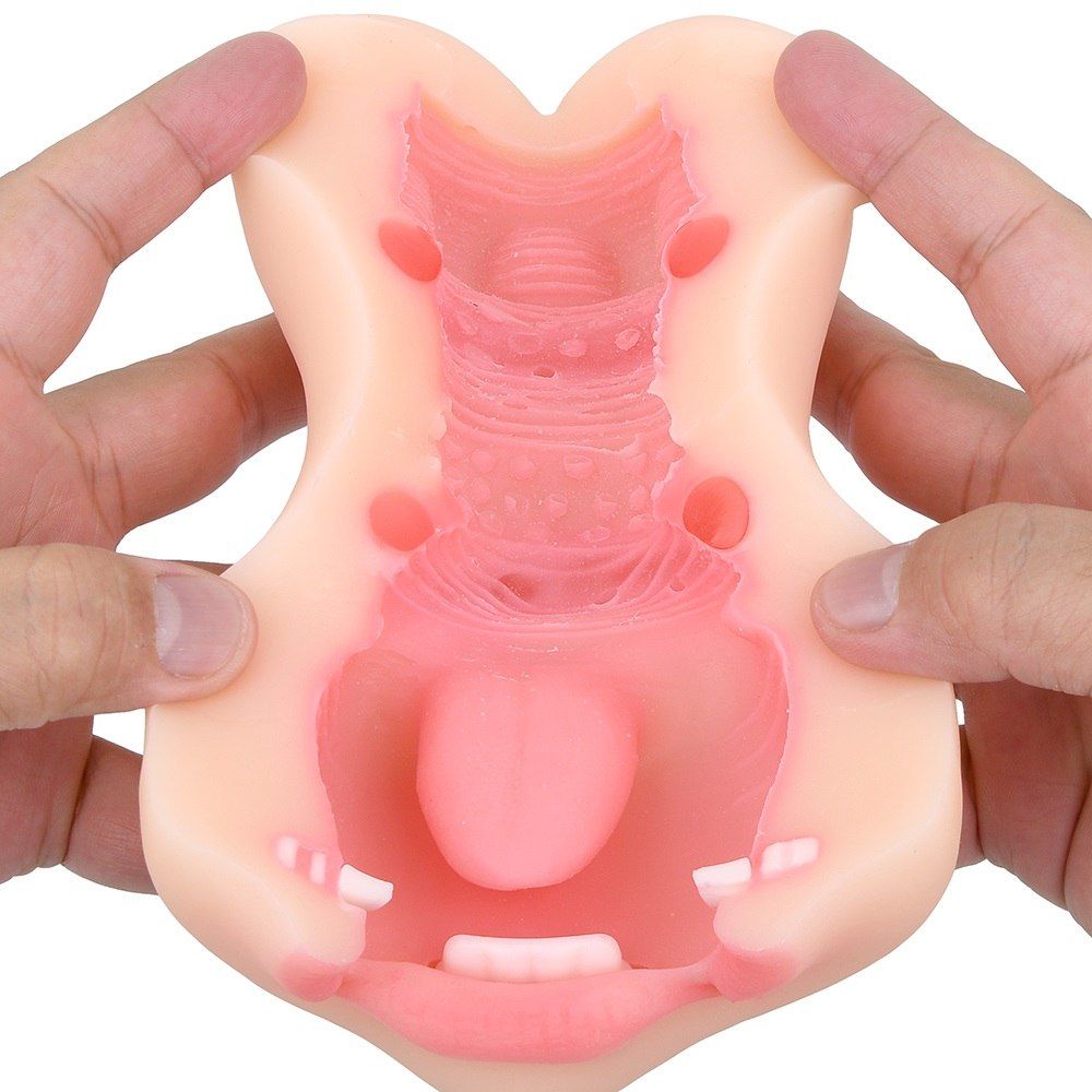 The second edition of NUPU, a dual-sided masturbator with go... Ondo - NUPU2 Double Side Masturbator Mouth and Pussy photo-8
