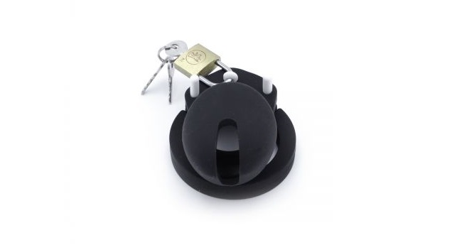 This black adjustable silicone chastity device from Kiotos X... Kiotos - Silicone Chastity Cage - Black photo-7