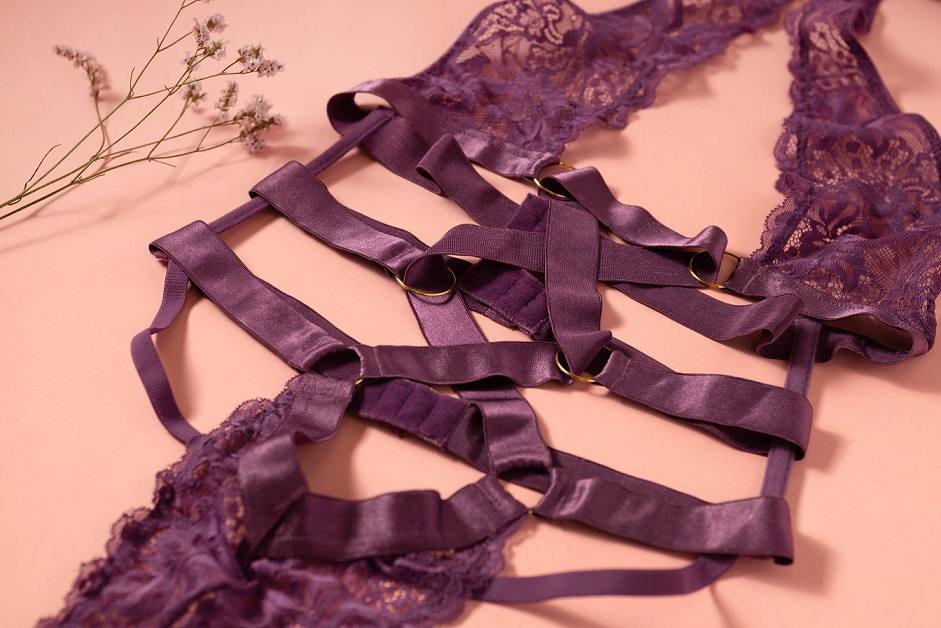The Camille Lace Halter Teddy is the perfect playful additio... Oh La La Cheri - Camille Halter Teddy - Purple - L/XL photo-8