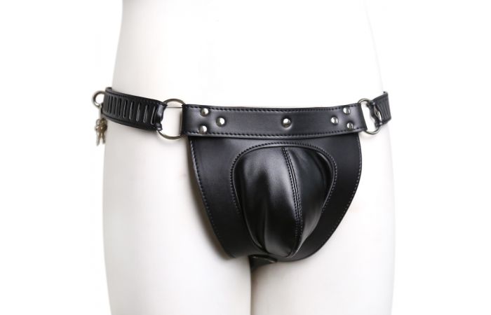 This leather Chastity Pants comes with 3 padlocks, you can e... Kiotos - Chastity Pants w Padlock photo-5