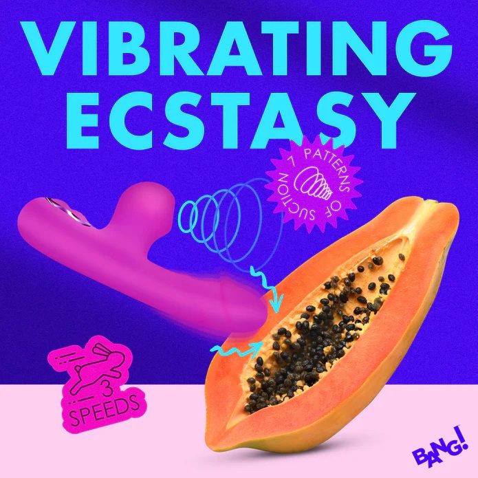 Get the buzz you've been begging for! The combination of... Bang! - Suction Rabbit Vibrator - Purple photo-3