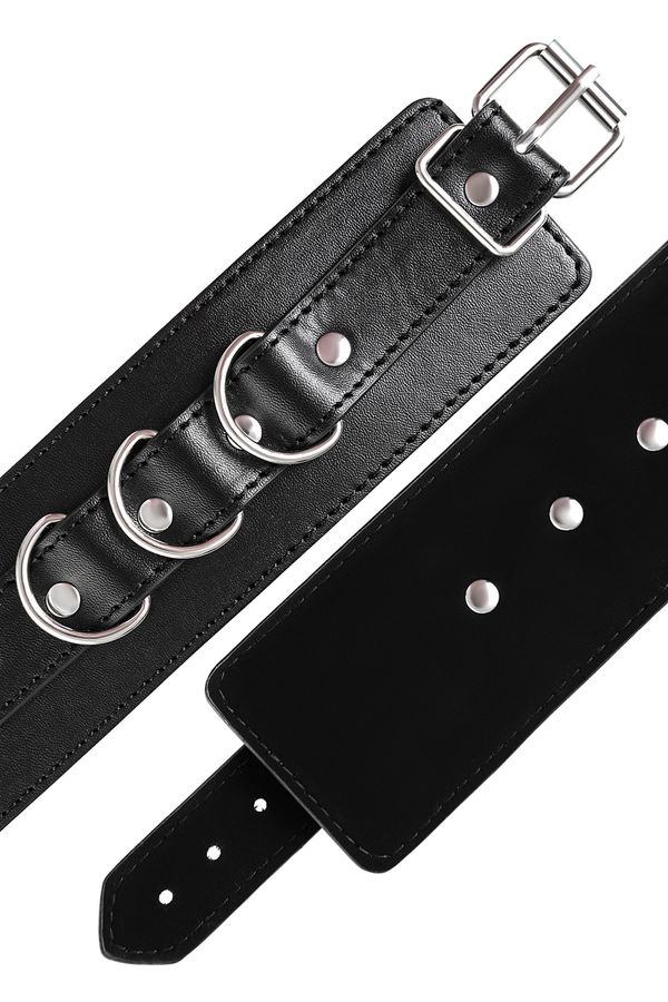 Cuffs are made of genuine leather with a velour lining. Nick... Anonymo - Handcuffs - Black photo-8
