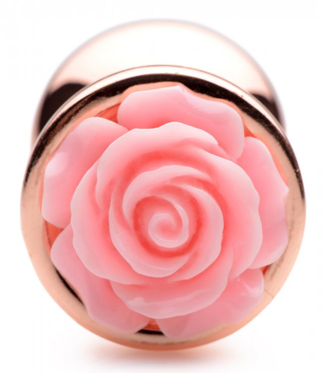Enjoy this gorgeous rose-gold anal plug topped with a delica... Booty Sparks - Gold Anal Plug M - Pink photo-6
