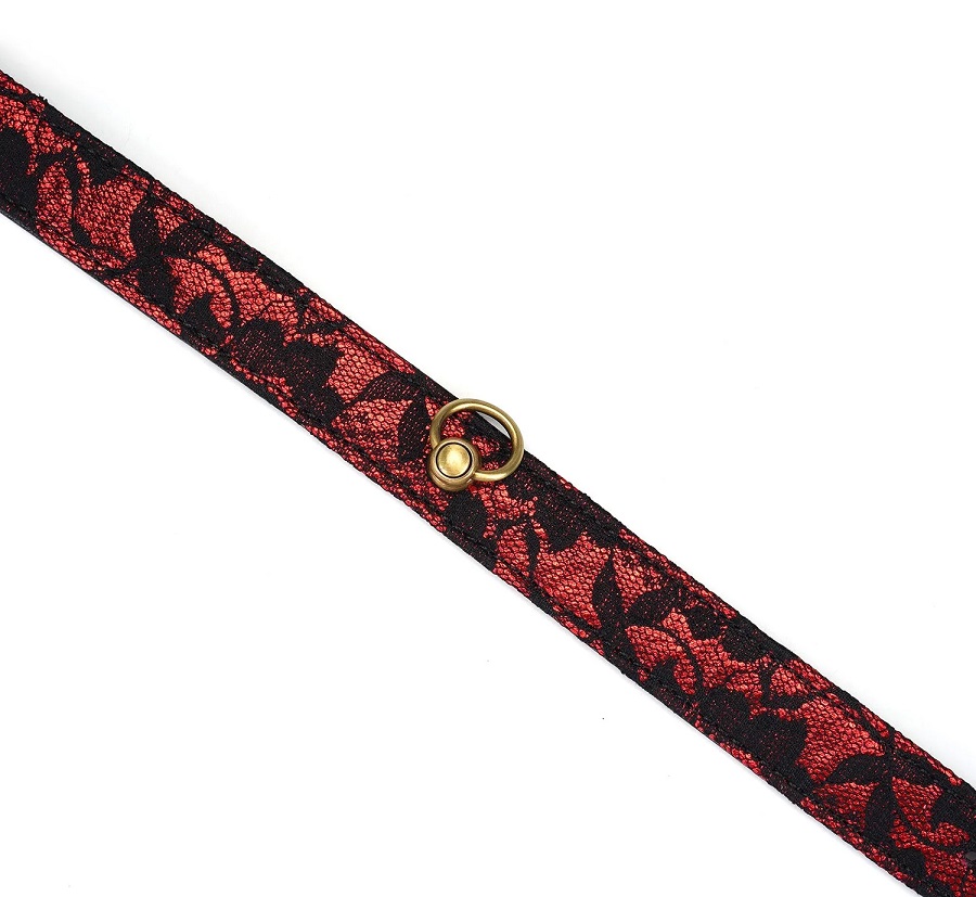 Vegan-friendly. Chic design. Fully adjustable with vintage c... Liebe Seele - Victorian Garden Lace Choker - Red photo-2
