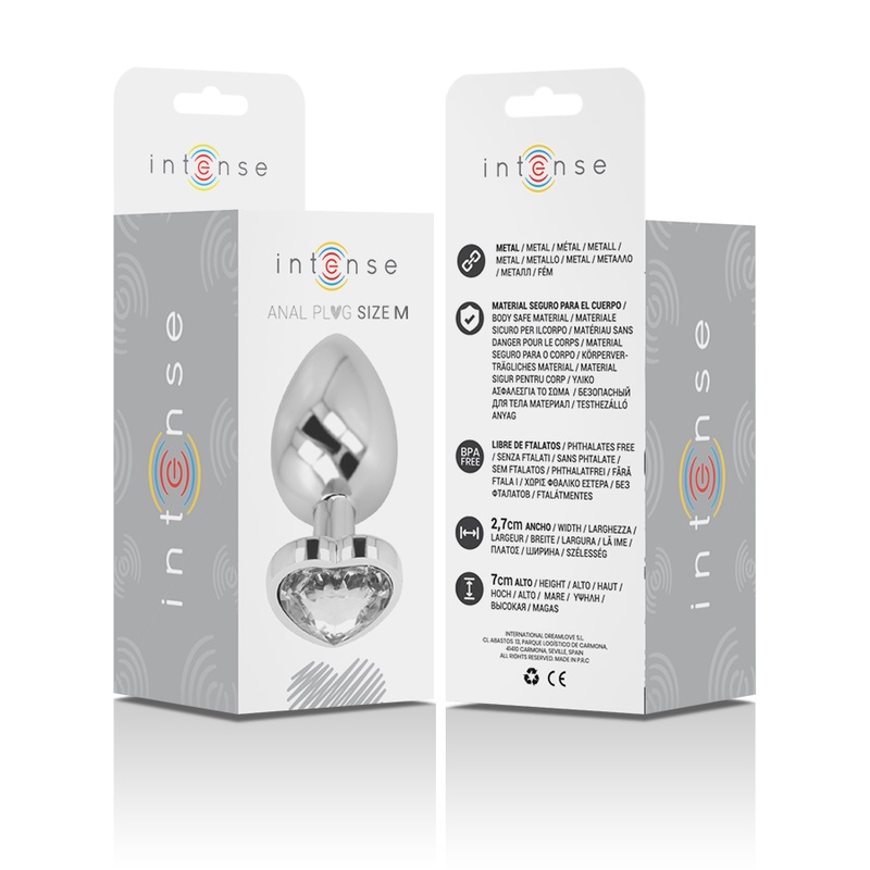 Let your buttocks shine with the Intense anal plug, decorate... Intense - Metal Heart Gem Plug M - Clear photo-7