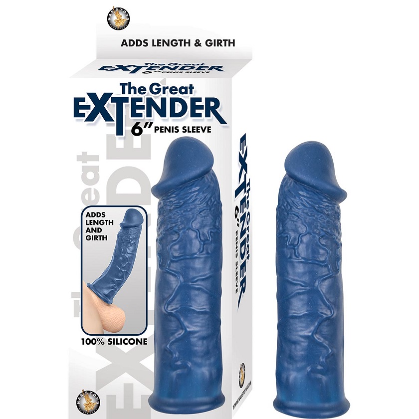 Unlock the potential for unmatched pleasure with The Great E... Nasstoys - Greatest Extender 6" Penis Sleeve - Blue photo-5