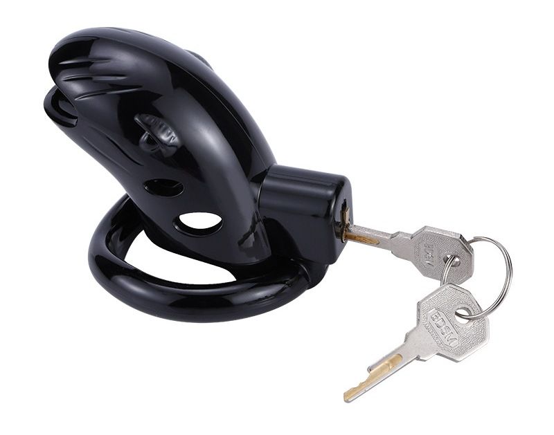 Male lockable chastity device made from safe and comfortable... MT - Plastic Chastity Cage w Magic Lock - Black photo-10