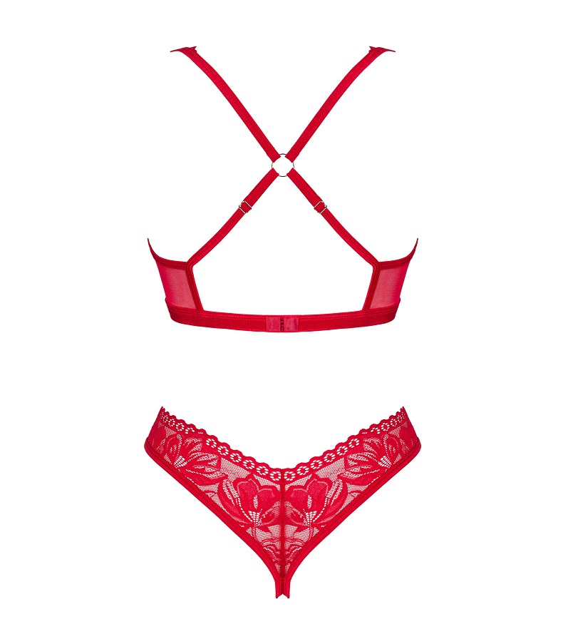 Are you looking for bold lingerie that ignites the senses an... Obsessive - Lacelove Crotchless 2pcs Set - Red - XL/XXL photo-8
