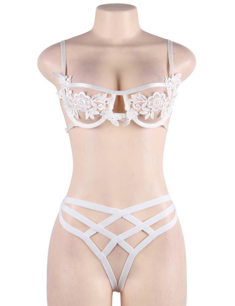 Elegant Embroidery Fashion Bra Set with Underwire
Material&... Ohyeah - Embroidery Underwire Set - White - XL photo-6