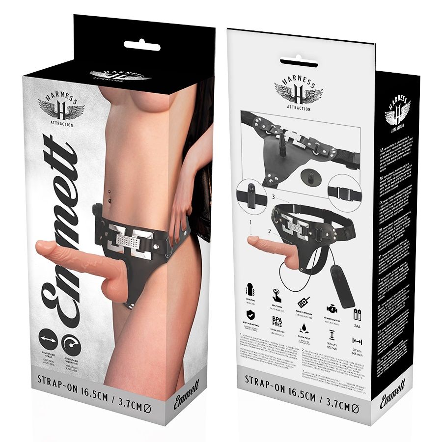This Harness Attraction harness is equipped with a realistic... Harness Attraction - Emmett Vibro Strap-On - Flesh photo-8