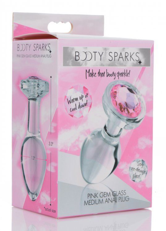 Adorn your derriere with a dazzling gem! These glassy Booty ... Booty Sparks - Gem Glass Anal Plug M-size - Pink photo-5