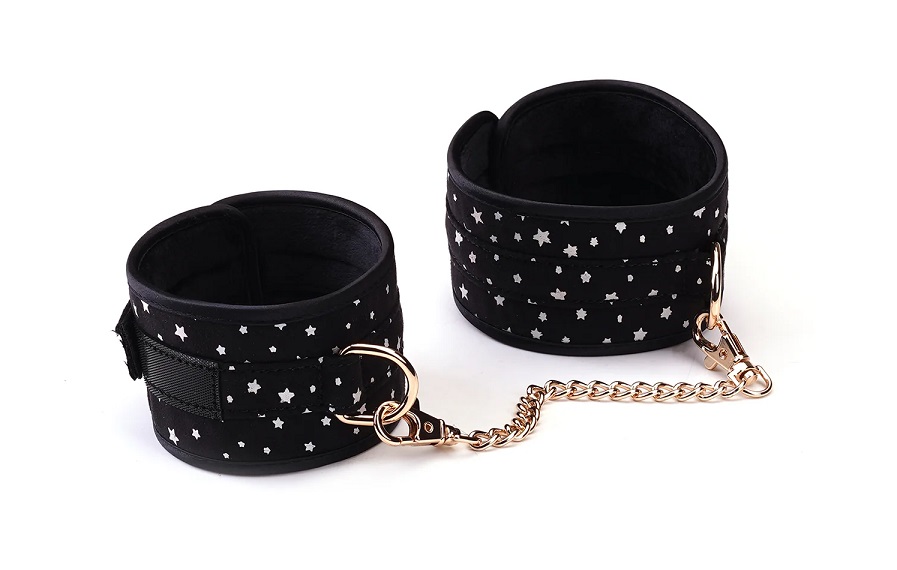 A vivid starry night bondage kit made of black PU dotted wit... Liebe Seele - Stary Nights Bondage Kit 7pcs - Black photo-5