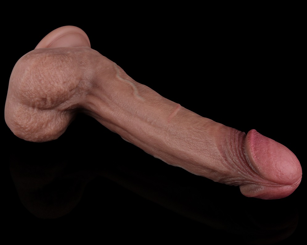Experience unparalleled pleasure with our Dual-Layered Silic... Lovetoy - 9'' Dual Layered Natural Dildo - Brown photo-10