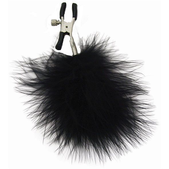 Adorn your nips with these sexy feathered clamps that keep y... S&M - Feathered Nipple Clamps - Black photo-5