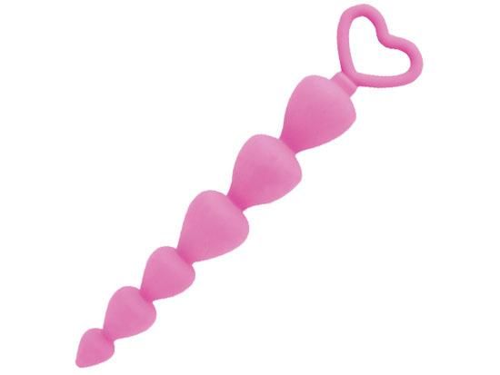 A heart-shaped handle with six small anal stumulation ball F... ToysHeart - Anadi Anal Beaded Plug 17.5x2.3cm - Pink photo-2