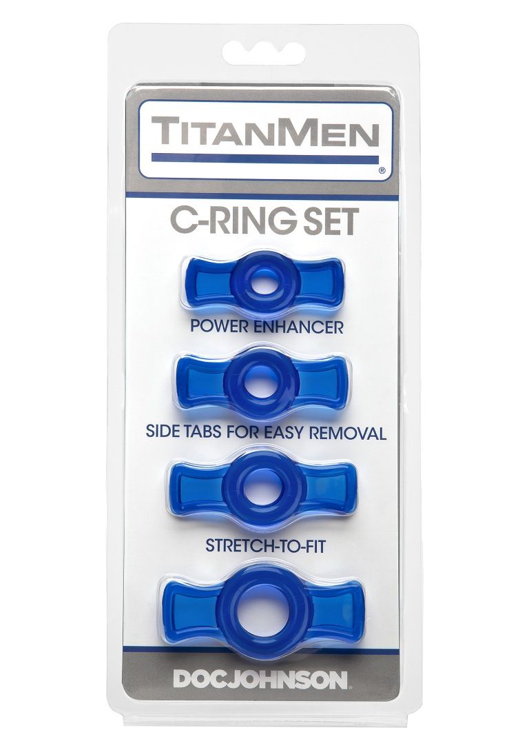 Enhance your member with the most convenient and manageable ... Doc Johnson - TitanMen Cock Ring Set - Blue photo-2