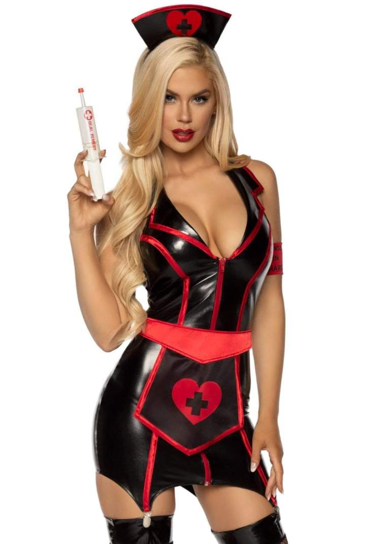 No appointment needed to see this 4 PC Naughty Nurse costume... Leg Avenue - Naughty Nurse Costume 4 pcs - Black - M photo-3