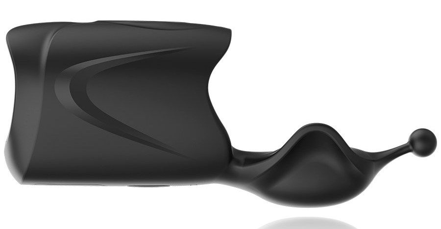 A durable gel silicone outer shell encloses two powerful vib... Jamyjob - Rechargeable Head Stroker - Black photo-4