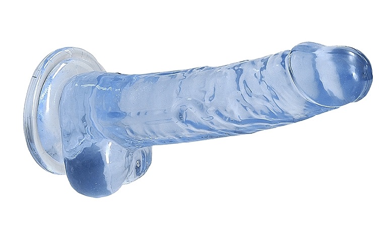 This REALROCK CRYSTAL CLEAR model has been designed with rea... RealRock - 7" Realistic Dildo w Balls - Blue photo-4