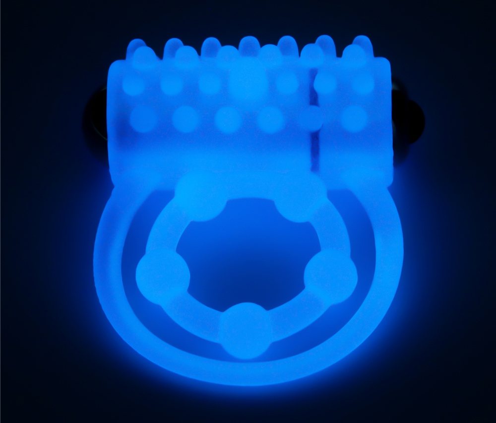 Illuminate your darkest pleasures with Lumino play penis rin... Lovetoy - Lumino Play Vibro Double Ring - Blue photo-2