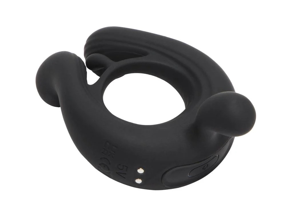It is a multifunctional couple sex product used during inter... Honey Play Box - Kairos Vibro Cock Ring w Bullets - Black photo-2