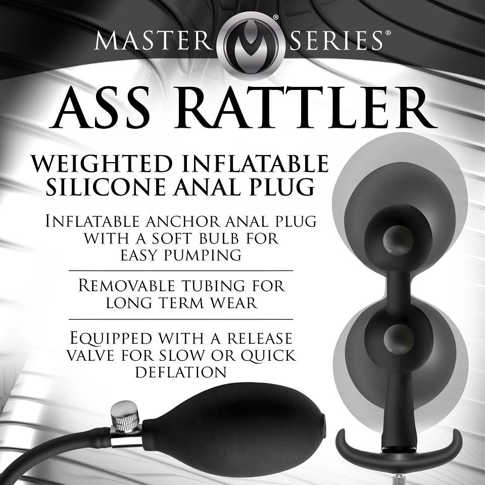 Go deeper with your fantasies and stretch the limits of your... Master Series - Ass Rattler Weighted Inflatable Plug - Black photo-7