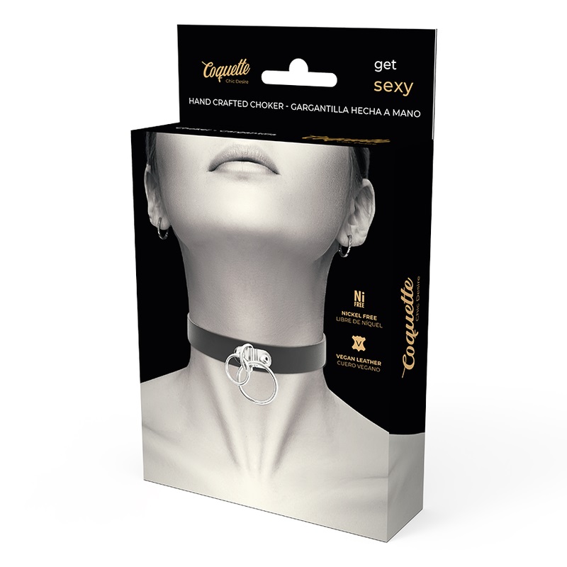 Discover Coquette Shokers! The perfect complement for your f... Coquette - Choker Double Ring Vegan Leather - Black photo-4